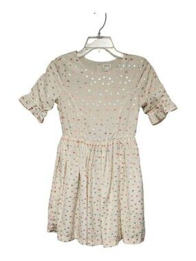 Gymboree Cream Metallic Polka-Dots Colored Fit & Flare Dress Size 12